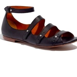 Madewell “Jessie” Black Strappy Leather Sandals